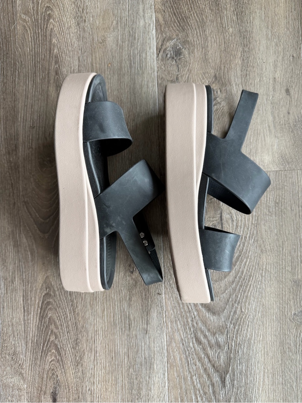 Crocs Lightride Slide Sandals in Black and Beige